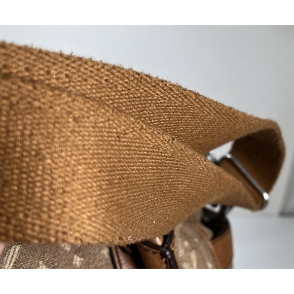 Fossil Brown Patterned Fabric and Leather Satchel Shoulder Bag - Picture 10 of 12